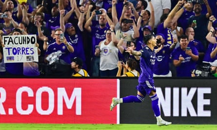 Facundo Torres celebrates scoring for Orlando City.
