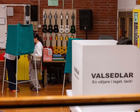 Voters take part in Sweden’s general election in the Stockholm region on Sunday.