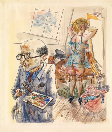 Self-Portrait with Model in the Studio by George Grosz (1930-37).