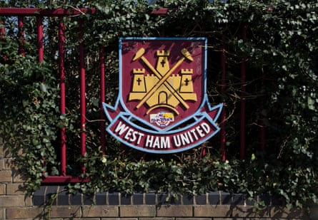 The West Ham crest on fence railings