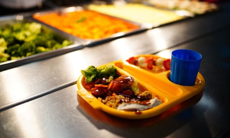 A lunch tray in a school canteen.