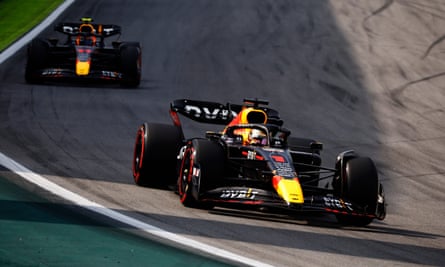 Max Verstappen leads Sergio Pérez at the São Paulo Grand Prix