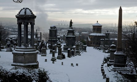 haunted caves uk the glasgow necropolis under snow