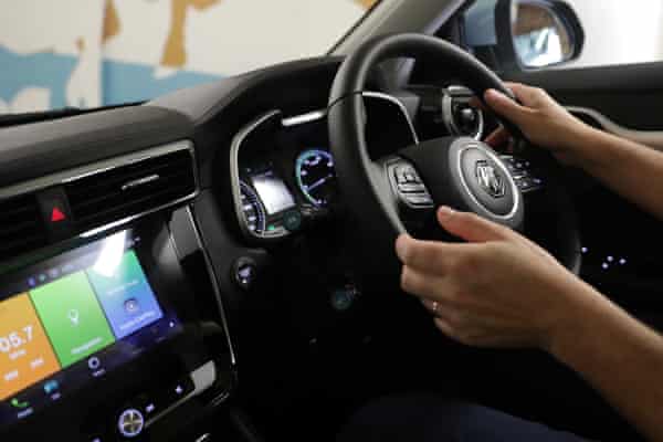 The touch screen display of the MG ZS EV