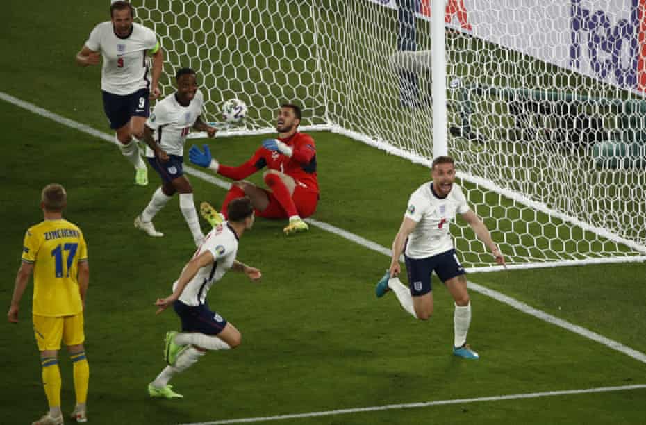Jordan Henderson celebrates after breaking his England duck with the team’s fourth goal in Rome.