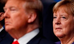 Angela Merkel and Donald Trump at the Nato summit in 2019