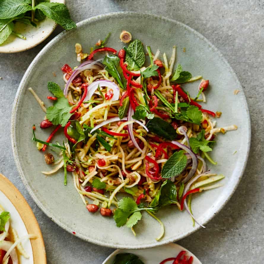 John Chantarasak's green apple and crispy dried anchovy salad.
