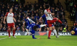 Olivier Giroud attempts the spectacular. Olivier Giroud attempts the spectacular.