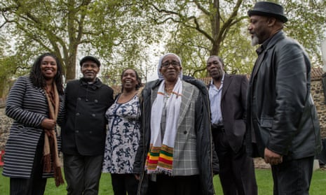 Members of the Windrush generation and their families after meeting MPs at the House of Commons, May 2018