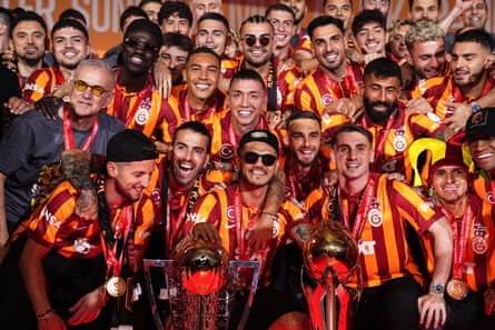 Galatasaray celebrate after winning the league.