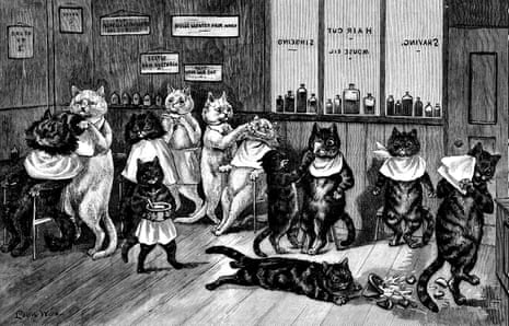 Louis Wain’s drawing of cats at the barbers, 1892.