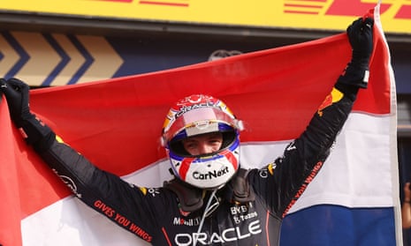 Max Verstappen celebrates his victory.