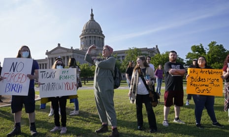 FILE- Abortion-rights supporters rally at the Oklahoma City state capitol, on 3 May.