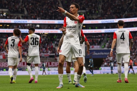 Hugo Ekitike celebrating another goal.