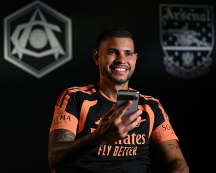 Bruno Guimarães after signing for Arsenal from Newcastle