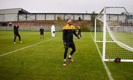 Lucas Covolan during a Port Vale training session in 2021.