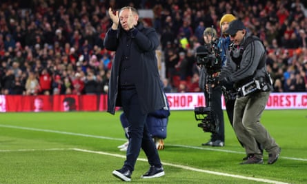 Steve Cooper applauds fans after Forest’s defeat by Tottenham