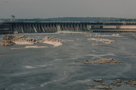 The Dnipro dam at the Zaporizhzhia hydroelectric power station