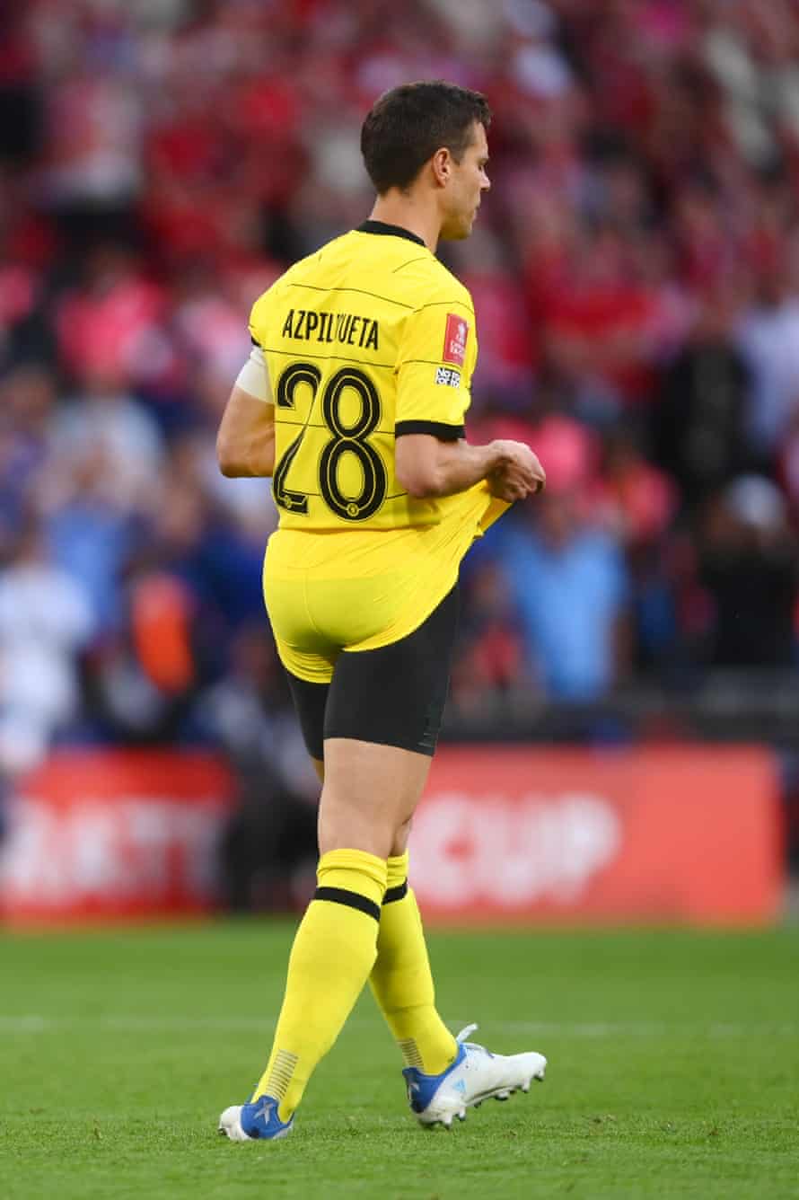 Chelsea’s Cesar Azpilicueta reacts after missing their sides second penalty in the penalty shoot out.