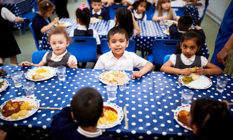 Children having their lunch at Stanley Road primary school