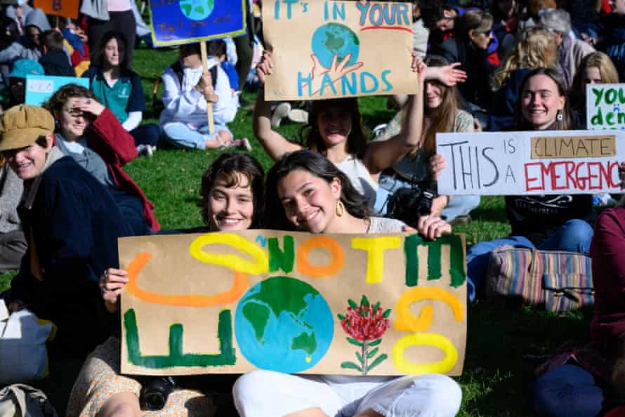 Hobart was one of the 47 sites around Australia where students and supporters gathered to protest global heating.