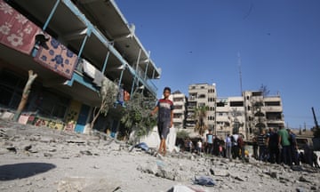 The UN school hit by Israeli strikes in central Gaza in which dozens of Palestinians were killed. 