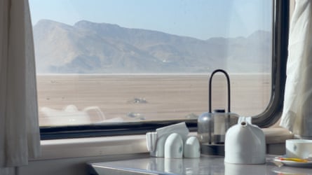 Iranian mountains seen from a train window.
