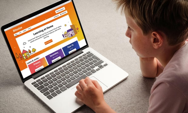 A boy using the BBC Bitesize website