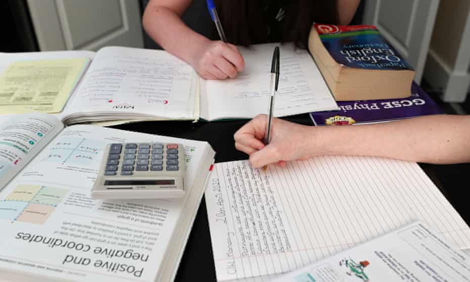 Students studying at home