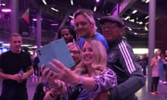 Fans take selfies with Win Butler before Arcade Fire’s concert in Dublin.