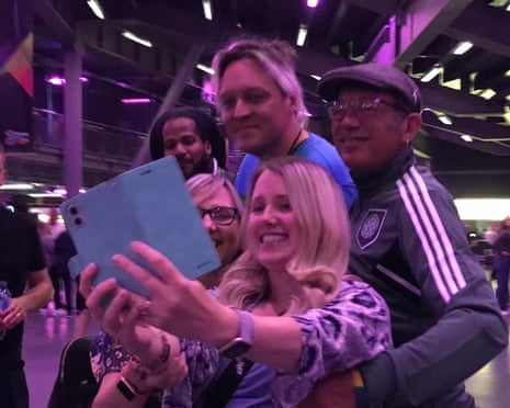 Fans take selfies with Win Butler before Arcade Fire’s concert in Dublin.