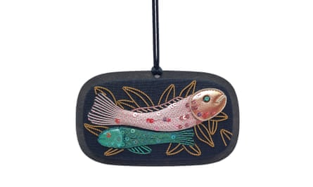 Japanese netsuke fish metalwork embroidery kit