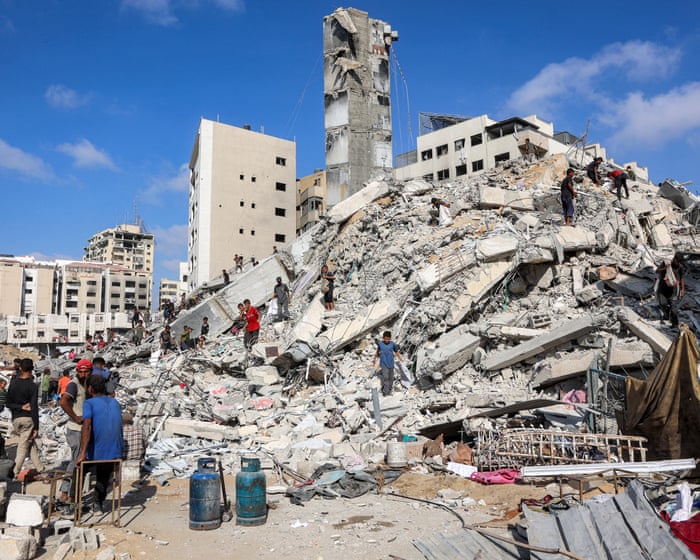 Israel destroys second Gaza high-rise ahead of threatened ground offensive