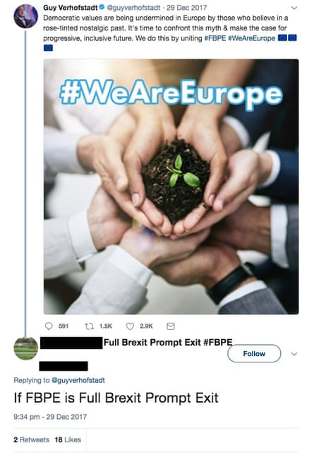 FBPE repurposed as a pro-Brexit hashtag in December