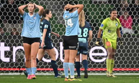 City players react after a missed goal during the final stages of the A-League Women Grand Final.