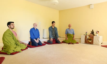 A meditation session at the Sharpham Trust retreat.