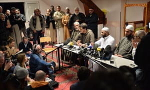 Lucé mosque leaders give a press conference on Sunday.
