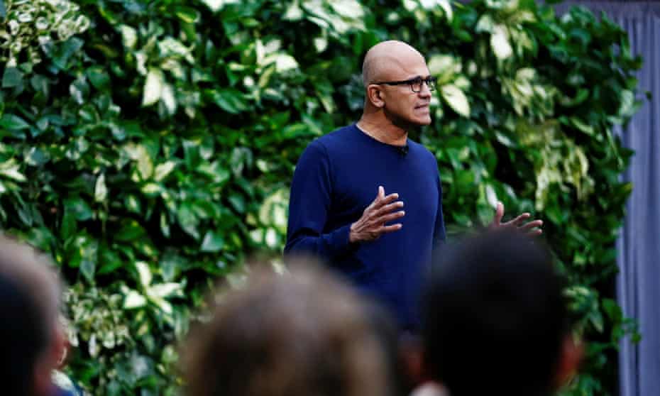 CEO Satya Nadella speaks as Microsoft announces plans to be carbon negative by 2030, in Redmond, Washington.