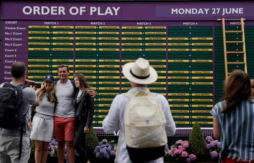 The first arrivals in the order of play on the first day.
