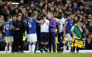 Tottenham Hotspur’s Son Heung-min is shown a red card by referee Martin Atkinson.