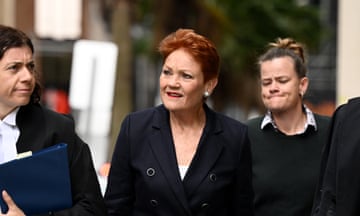 Pauline Hanson arrives at the federal court in Sydney, Australia