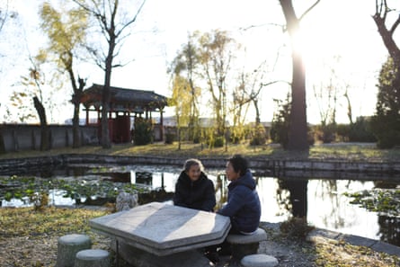 Akiko Ota (right) and Tsuruko Suzuki (left) talking to each other in a park. Since they left Japan more than 50 years ago, they haven’t been able to return to visit the families they left behind.