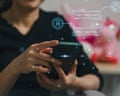 Businesswoman using technology smart chatbot AI