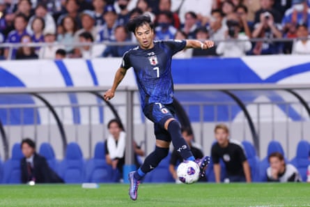 Kaoru Mitoma in action for Japan against Australia in a 2026 World Cup Asian qualifier