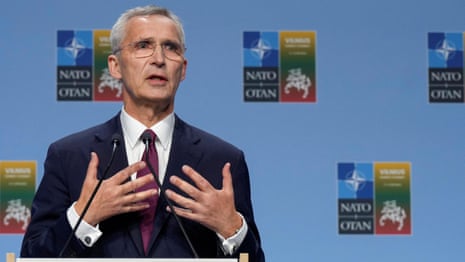 Nato's Jens Stoltenberg says invite to Ukraine to be issued when 'conditions are met' – video