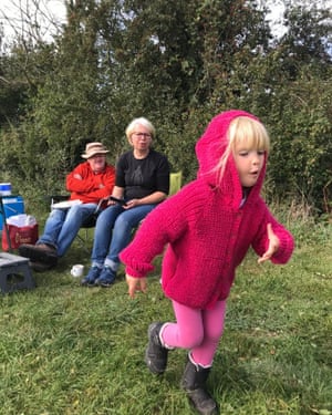 Mandie Shilton Godwin with her husband Pete and granddaughter Eleni on a camping trip