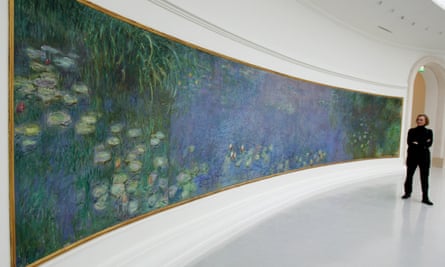 Nympheas by Claude Monet in the Orangerie Museum in the Tuileries garden in Paris.