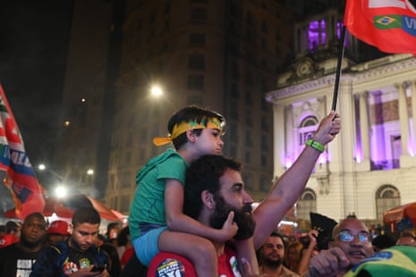 Supporters of president Luiz Inácio Lula da Silva celebrate his reelection in Rio de Janeiro