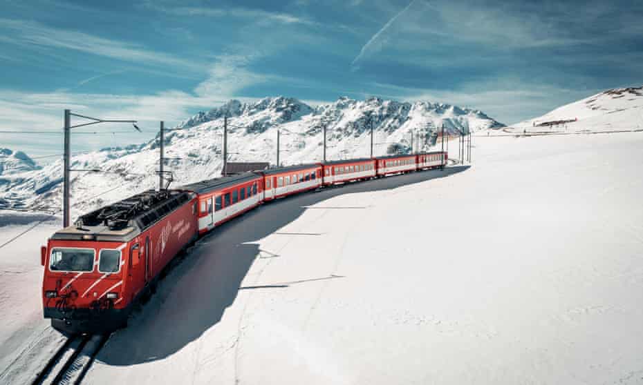 A train en route to Disentis, Switzerland.