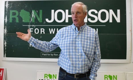 Wisconsin senator Ron Johnson, makes a campaign stop at the Racine county GOP headquarters in the Village of Mount Pleasant, on 13 August 2022. 
